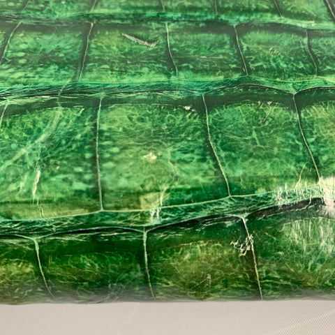 REYNA ICAZA Green Leather Alligator Baguette Clutch