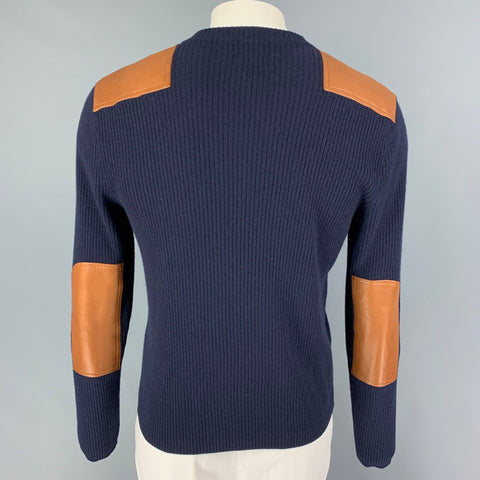 POLO by RALPH LAUREN Size L Navy Tan Cashmere Crew-Neck Sweater