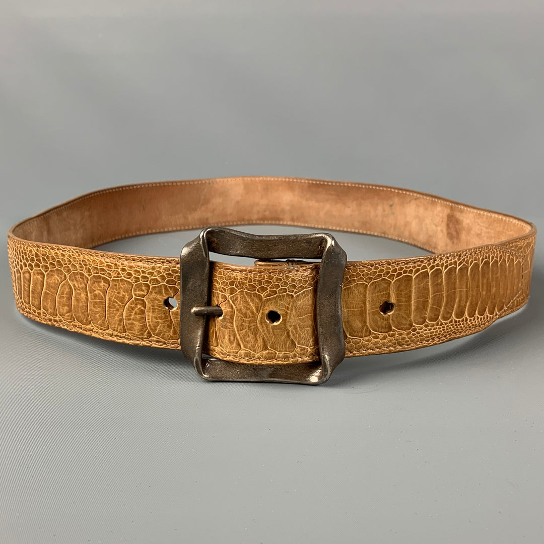 DOLCE &amp; GABBANA Taille M Tan Alligator Ceinture à boucle en argent sterling