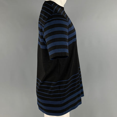 PAUL SMITH Size M Black Navy Stripe Cotton Short Sleeve T-shirt
