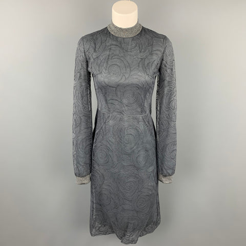 COLECCIÓN CALVIN KLEIN Talla 4 Vestido tubo de mezcla modal de encaje gris