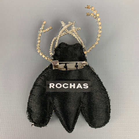ROCHAS Silver Rhinestones Bee Brooch Pin