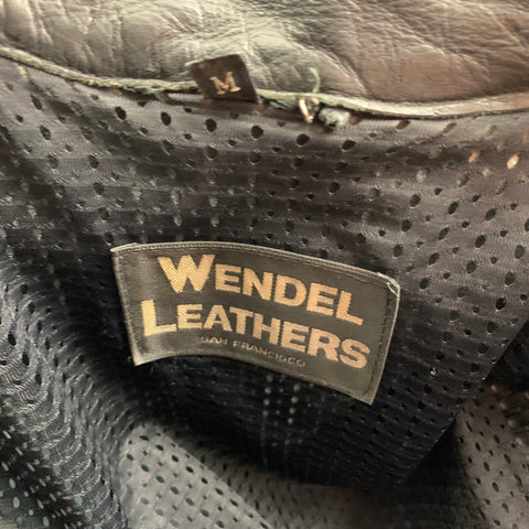 WENDEL Size M Black Leather Motorcycle Jacket