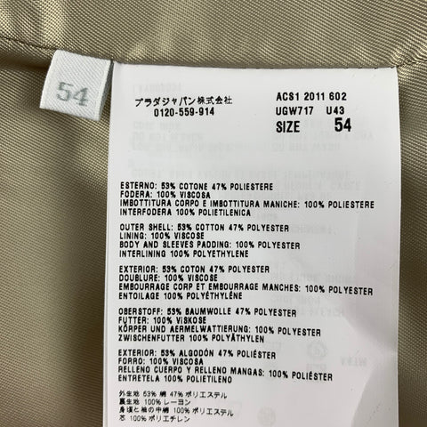 PRADA Talla XL Abrigo Abotonado Algodón / Poliéster Beige