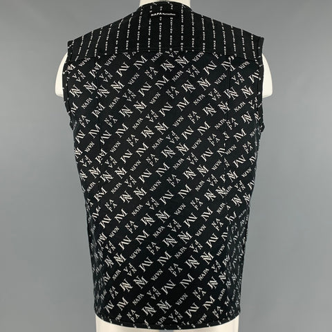 NAPAPIJRI  Size S Black White Logo Cotton Polyamide Utility Vest