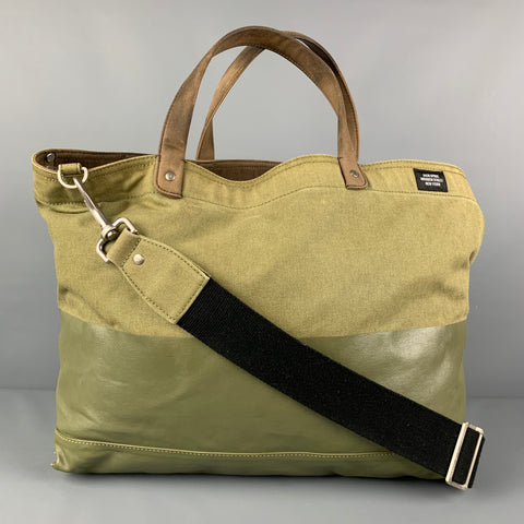 JACK SPADE Sac fourre-tout en toile enduite bicolore vert olive