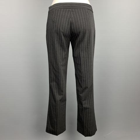 GUCCI Size 4 Charcoal Wool Blend Pinstripe Straight Leg Dress Pants