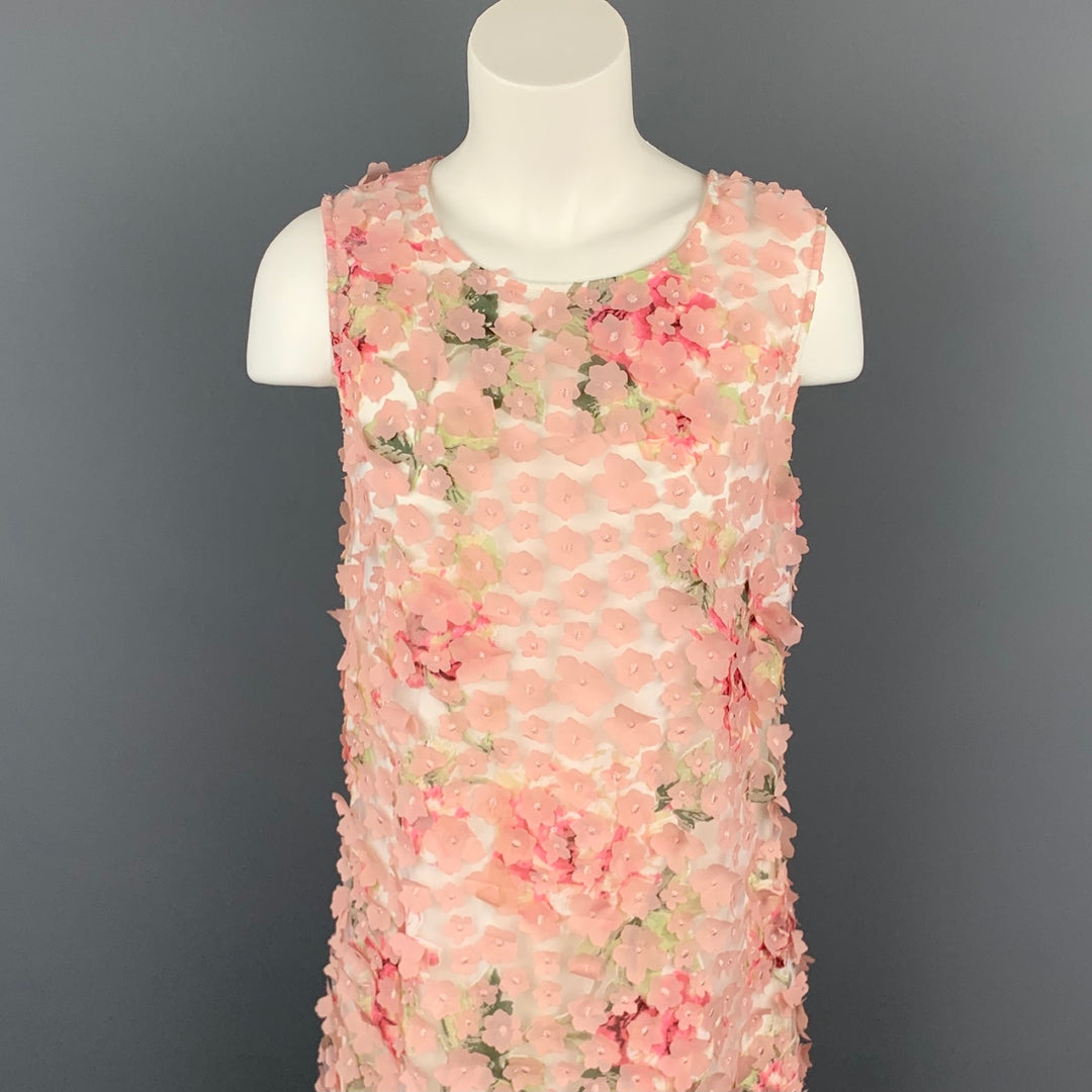 KARL LAGERFELD Size 12 Pink Floral Polyester Sheath Dress
