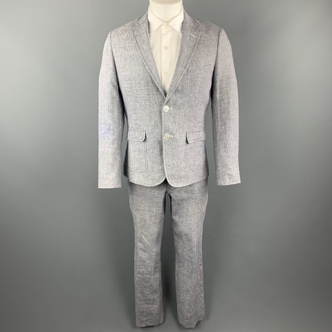 BAND OF OUTSIDERS Talla 40 Traje de solapa de muesca de lino con pata de gallo azul marino y blanco