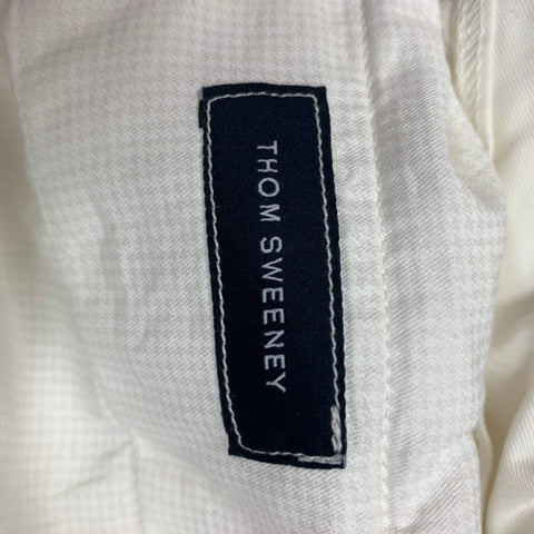 THOM SWEENEY Size 36 White Solid Cotton Elastane Elastic Waistband Dress Pants