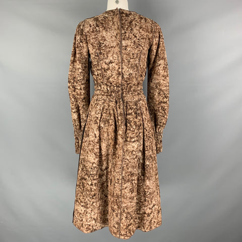 DOLCE &amp; GABBANA Taille M Robe à manches longues marbrée en laine beige marron