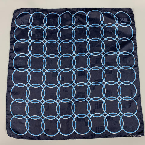 POLO by RALPH LAUREN Navy Blue Circles Silk Pocket Square