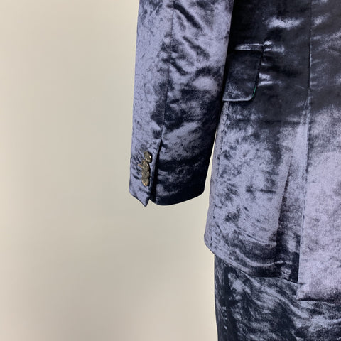 PAUL SMITH Taille 42 Costume à revers cranté en velours bleu marine régulier