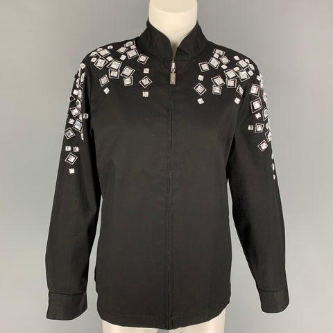 BOB MACKIE Taille S Veste d’embellissement en coton noir argenté
