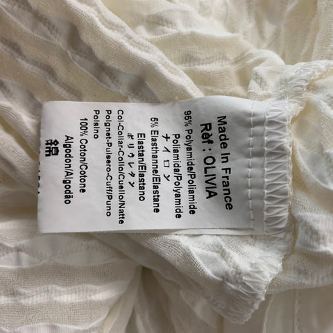 RAYURE Size 6 White Polyamide &  Elastane Textured Zip Up Blouse