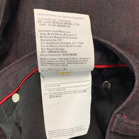 HUGO BOSS Size 32 Black Burgundy Cotton Polyurethane Jeans