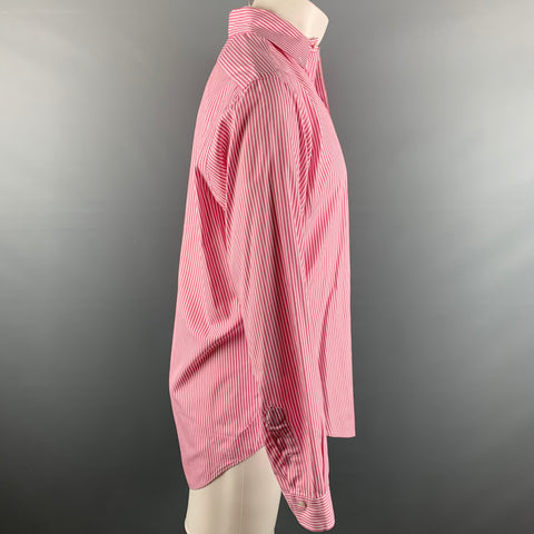 RALPH LAUREN Size M Pink White Stripe Cotton Long Sleeve Shirt
