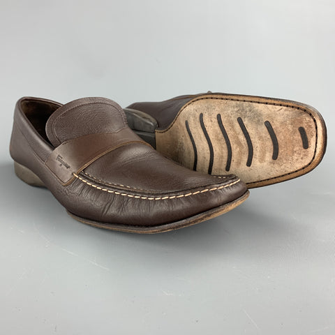SALVATORE FERRAGAMO Size 10.5 Brown Leather Slip On Loafers