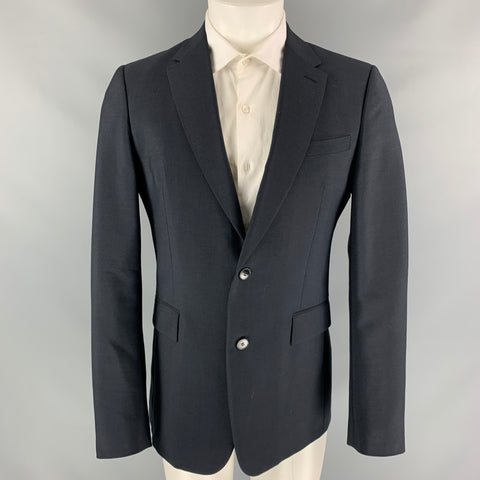 VALENTINO Size 38 Navy Mohair / Wool Notch Lapel Sport Coat