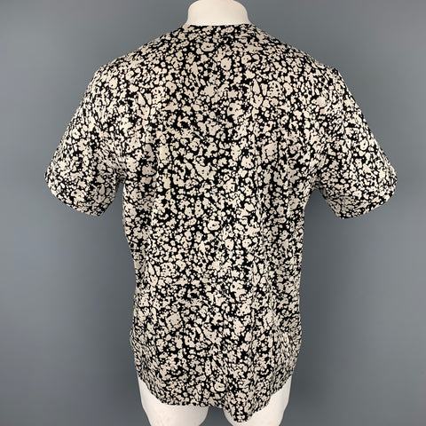 CHRISTOPHER KANE Size XXL Black & White Splattered Cotton Short Sleeve Shirt