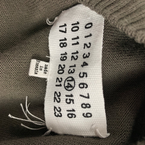 MAISON MARGIELA Size M Olive Knitted Cotton Crew-Neck Pullover