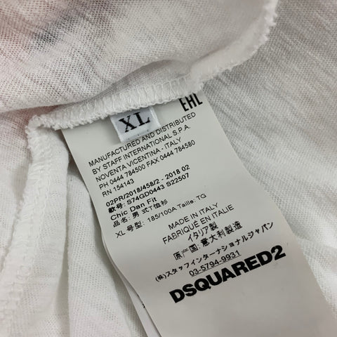 DSQUARED2 Size XL White Caten Bros Graphic Cotton T-shirt