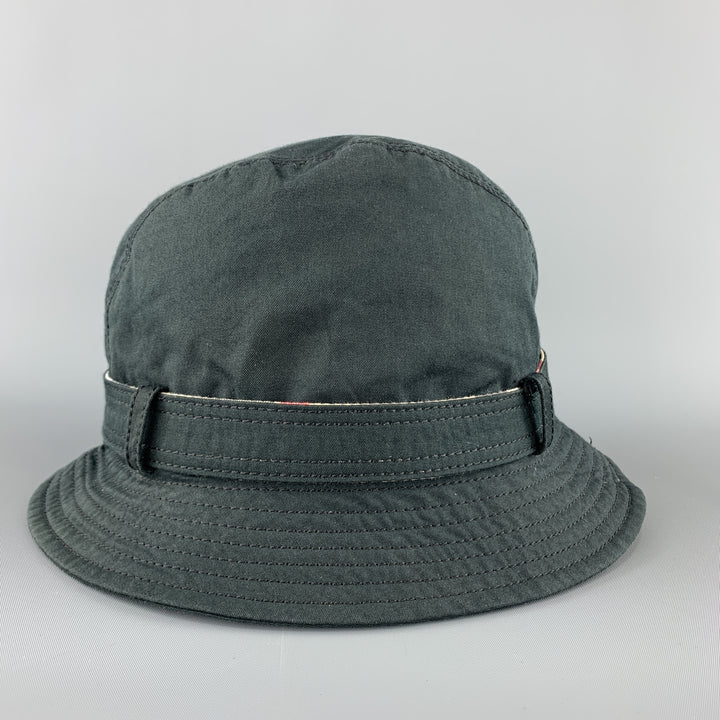 BURBERRY Size L Navy Cotton Belt Strap Bucket Hat