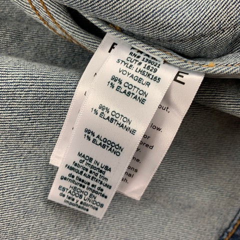 FRAME Size M Blue Distressed Cotton Trucker Jacket