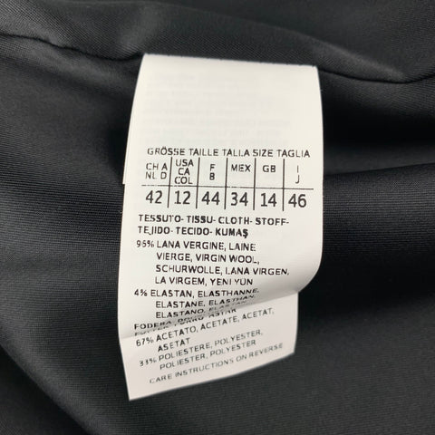 MAX MARA Size 12 Black Virgin Wool Slit Pockets Jacket