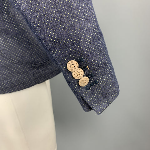 MARTIN ZELO Size 36 Navy Dots Cotton Blend Double Breasted Sport Coat