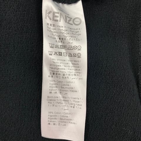 KENZO Size XL Black Multi-Color Embroidery Cotton Hooded Sweatshirt