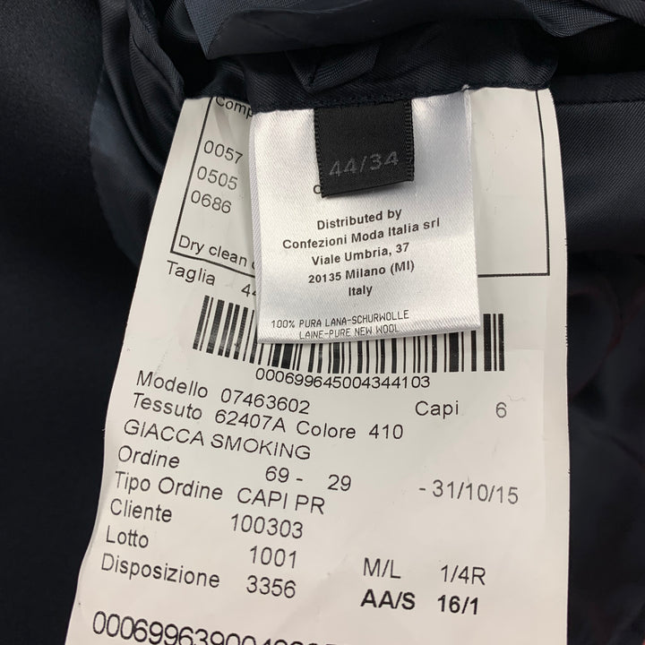 COLECCIÓN CALVIN KLEIN Talla 34 Traje de esmoquin con solapa de pico de lana negro azul marino