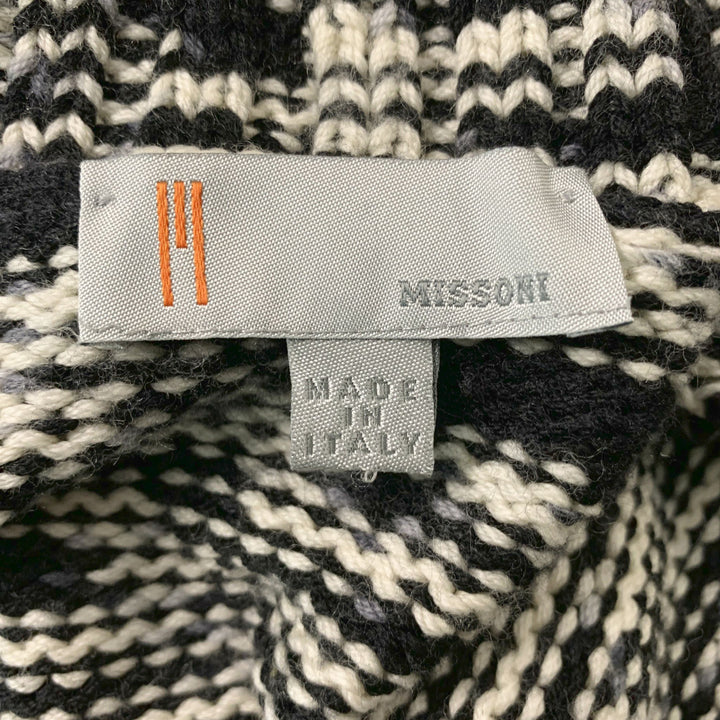 MISSONI Size 6 Black & White Wool Knitted Jacket (Outdoor)