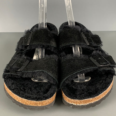 BIRKENSTOCK Sandales en cuir suédé noir taille 11
