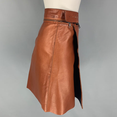 JEAN PAUL GAULTIER Size 6 Tan Sheep Leather Skirt