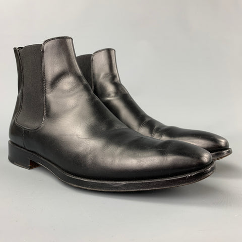 MASSIMO EMPORIO Size 10 Black Leather Ankle Chelsea Boots