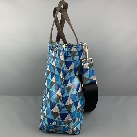 JACK SPADE Blue Charcoal White Triangle Acetate Tote Bag