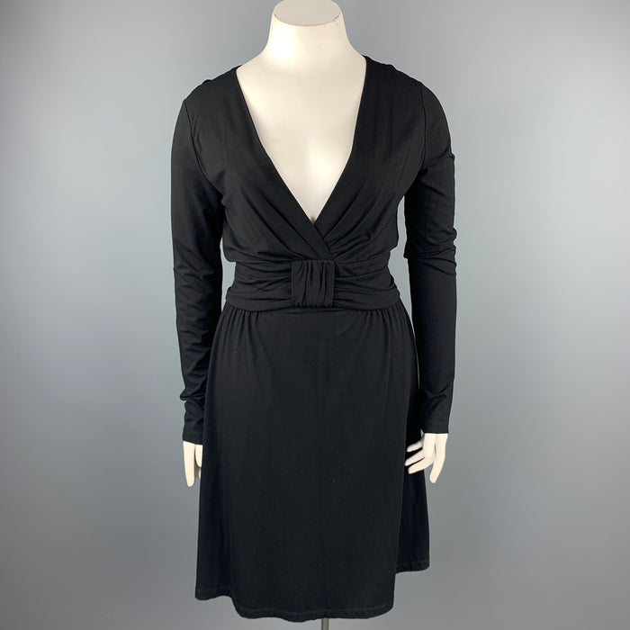 LOVE MOSCHINO Size 12 Black Viscose Long Sleeve Sheath Dress