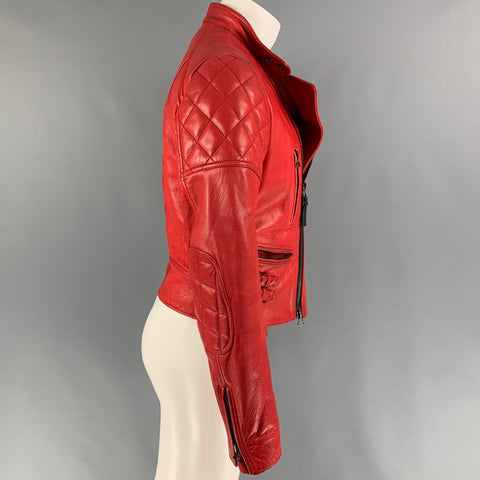 BELSTAFF Size S Red Leather Racing Perfecto Blouson Motorcycle Jacket