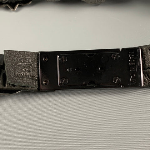 BURBERRY PRORSUM SS 2008 Size 32 Black Silver Medallion Leather Warrior Belt