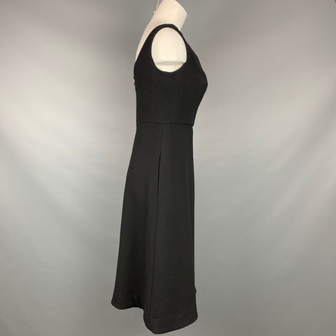 VINTAGE Taille 6 Robe sans manches en acétate noir / viscose mi-mollet