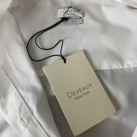 DEVEAUX New York Size 4 White Cotton Oversized MAX SHIRT Pocket Blouse