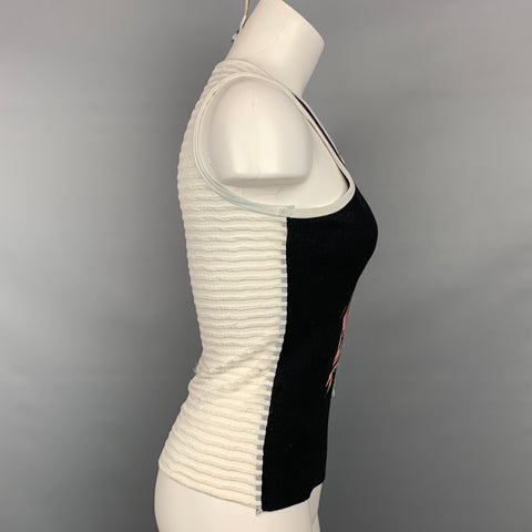 PIANURA STUDIO Taille 8 Haut décontracté en mélange de coton peint à fleurs abstraites multicolores