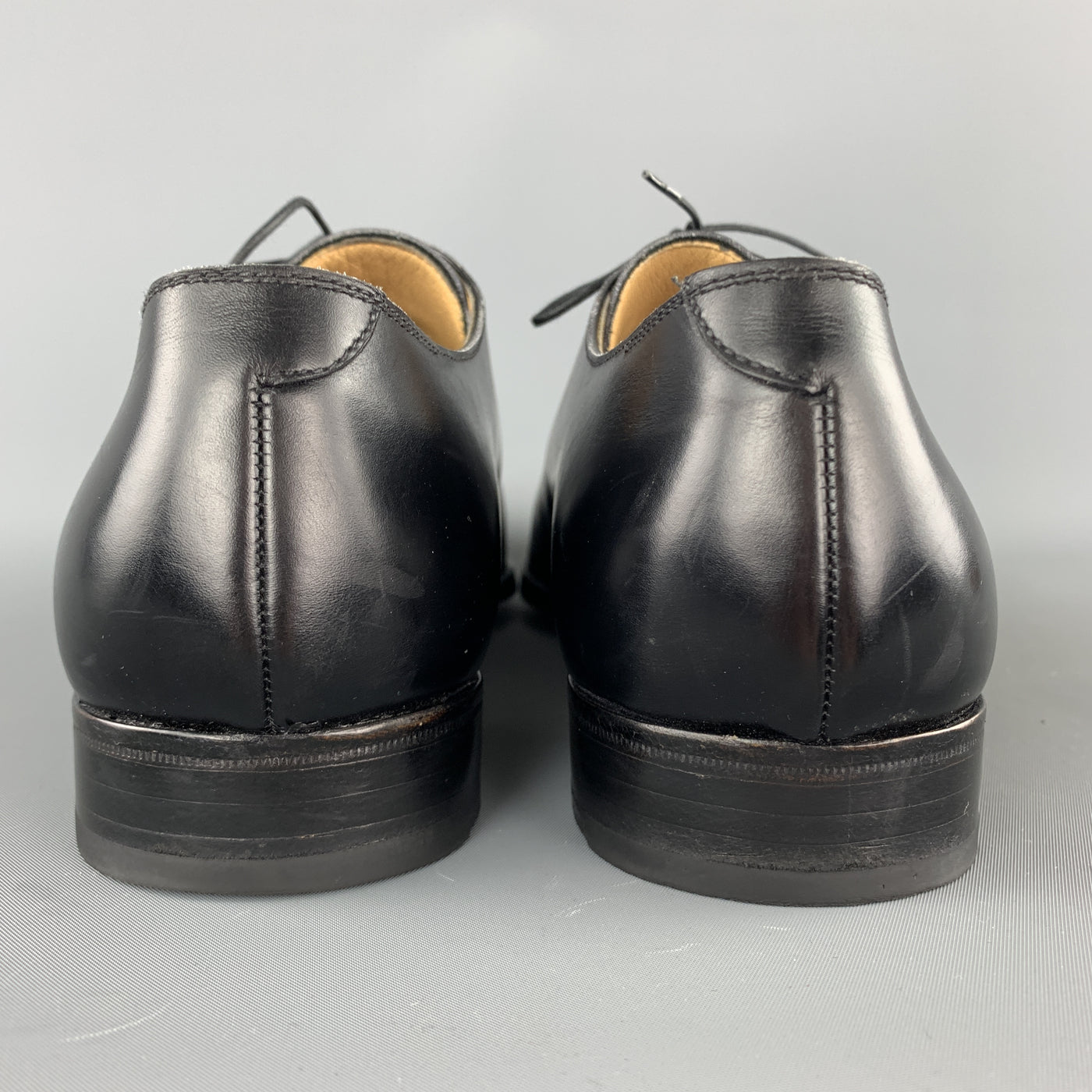 GRAVATI Size 12 Black Leather Apron Split Toe Lace Up
