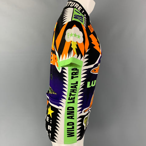 WALTER VAN BEIRENDONCK SS96 Size M Green Orange Sharks Jersey Bike Top