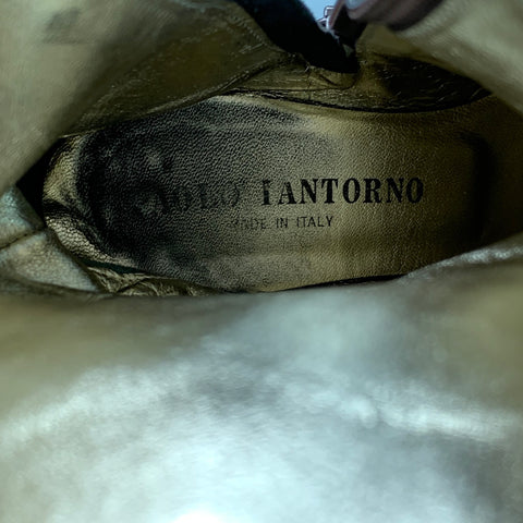 PAOLO IANTORNO Taille 6.5 Bottes en cuir verni Aqua &amp; Or Rose