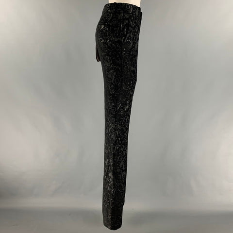 GUCCI Taille 4 Pantalon habillé taille basse en jacquard mélangé de rayonne noire
