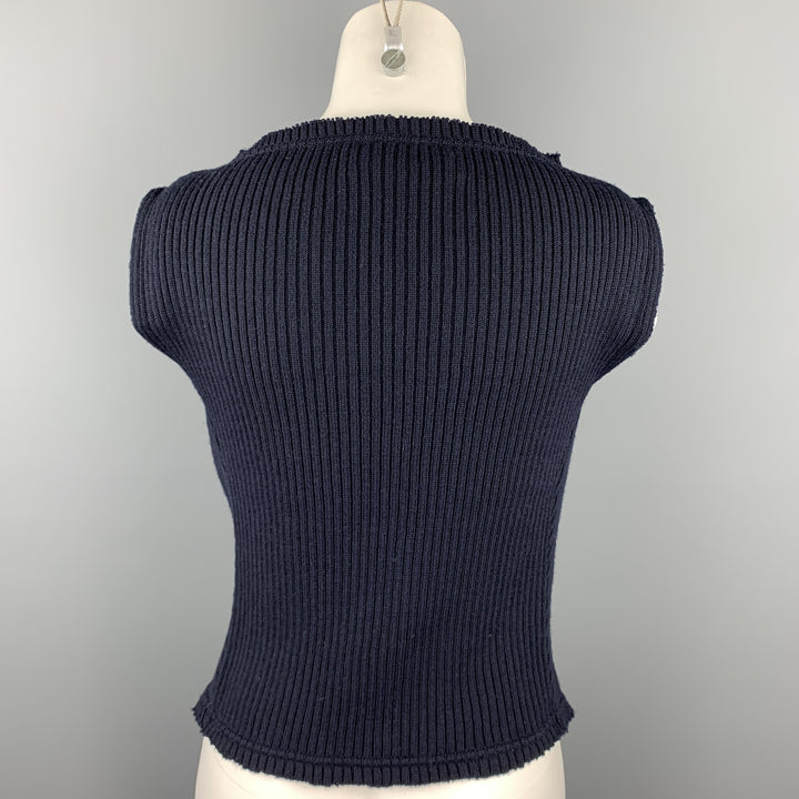 MARNI Size 4 Navy Knitted Applique Wool Dress Top