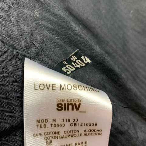 LOVE MOSCHINO Size 40 Black Grey Nailhead Cotton Blend Notch Lapel Suit