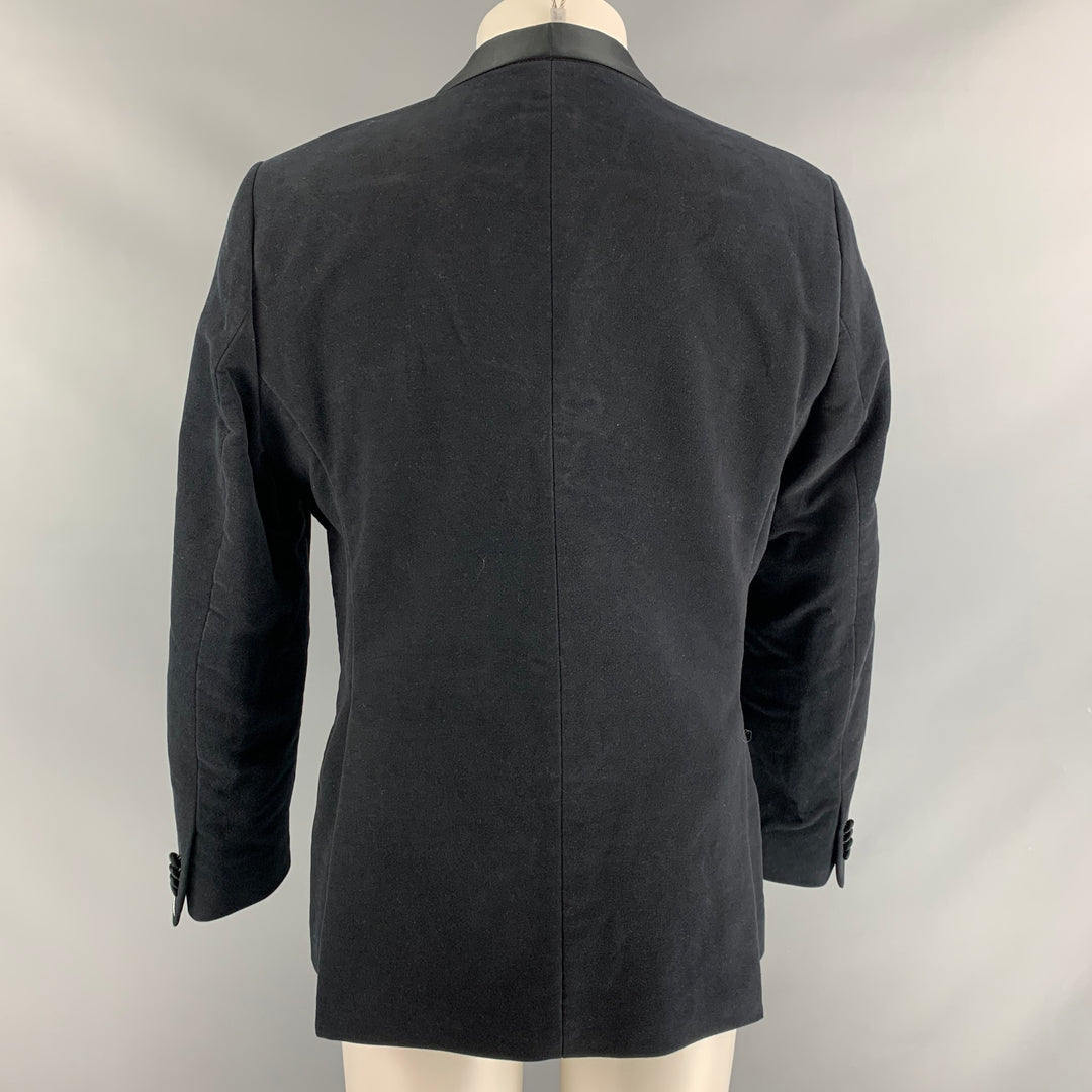 J. LINDEBERG Size 40 Black Solid Cotton Shawl Collar Sport Coat